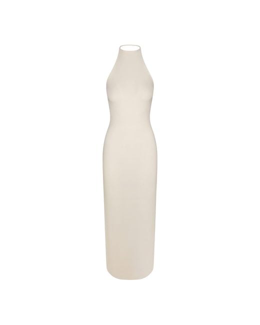 Skims White Halter Long Dress