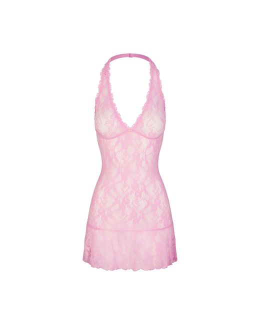 Skims Pink Halter Mini Dress