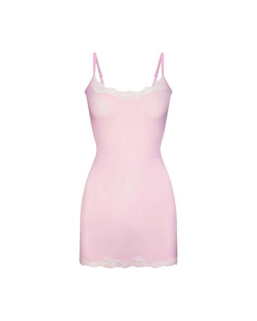 Skims Slip Dress in Pink | Lyst