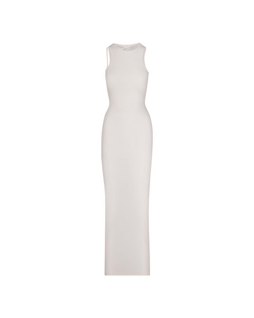 Skims Soft Lounge Cut Out Long Slip Dress in Marble (White) | Lyst
