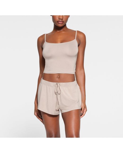 Skims White Sleep Straight Neck Cropped Cami Top