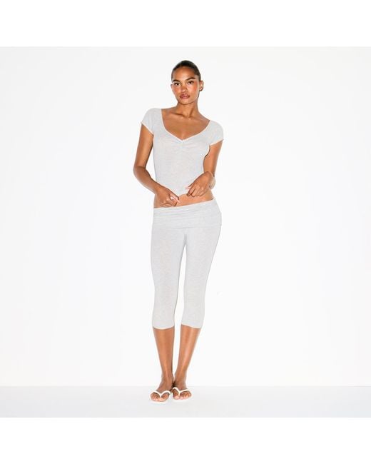 Skims White Foldover Capri