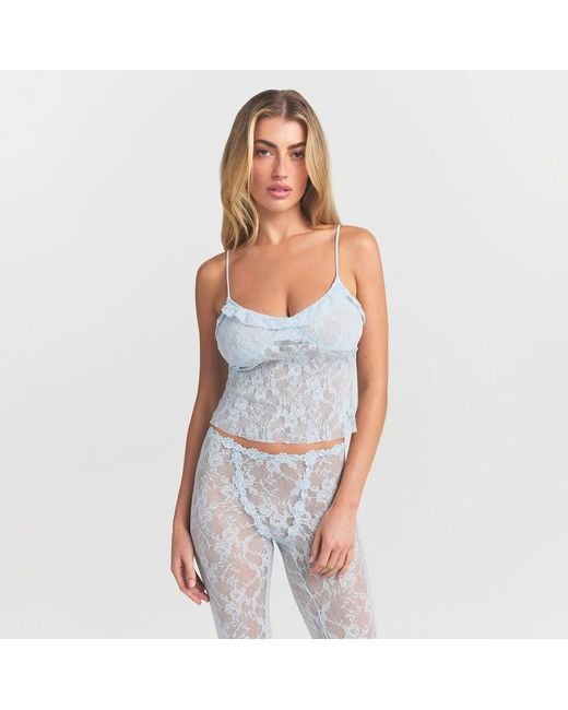 Skims Blue Ruffle Cami Top