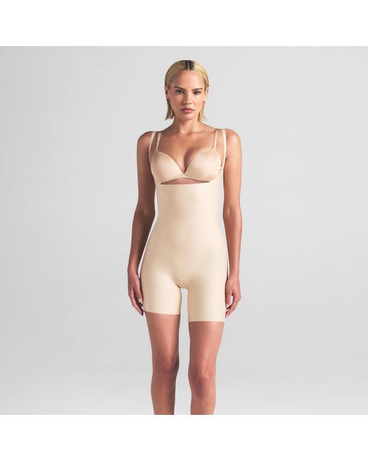 Skims Natural Core Sculpt Open Bust Mid Thigh Bodysuit