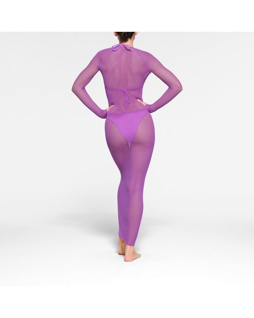 Skims Purple Warp Knit Cover Up Long Sleeve Dress