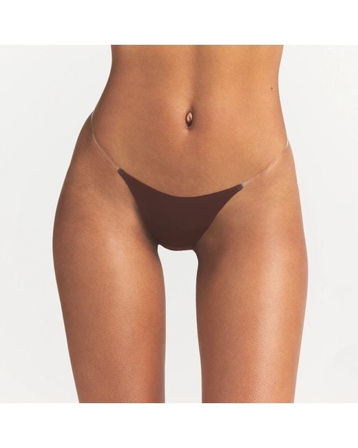 Skims Brown Clear Strap String Thong