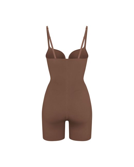 Skims Brown Push-Up Butt Enhancing Padded Mid Thigh Bodysuit