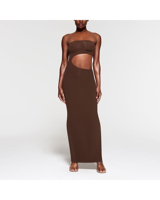 Skims Cut Out Long Dress in Brown