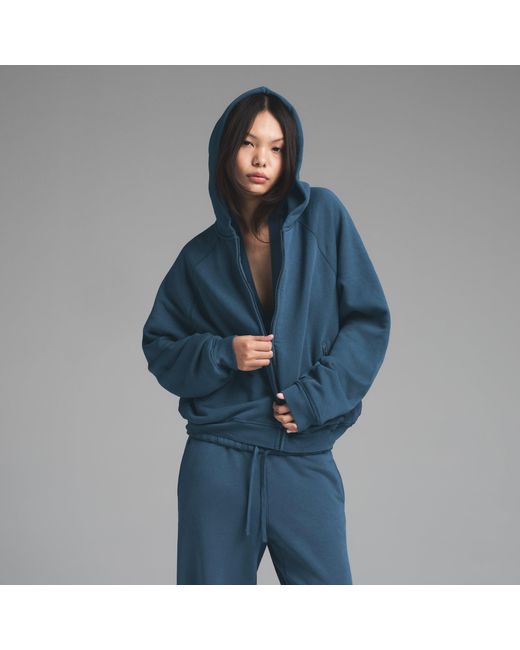 Skims Blue Relaxed Zip Up Hoodie