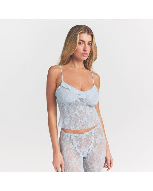 Skims Blue Ruffle Cami Top