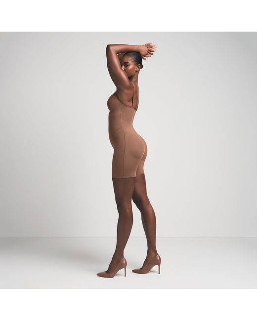 Skims Brown Push-Up Butt Enhancing Padded Mid Thigh Bodysuit