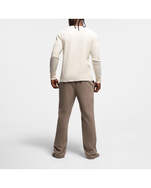 Skims White Textured Waffle Henley Long Sleeve Shirt for men