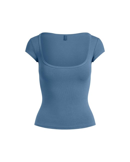 Skims Blue Scoop Neck T-Shirt