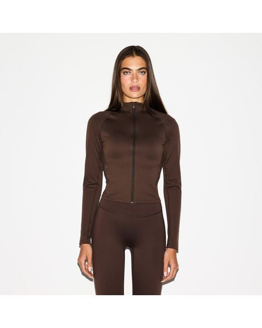 Skims Brown Mock Neck Full Zip Jacket