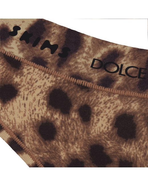 Skims Brown Cotton Jersey Cheeky Tanga