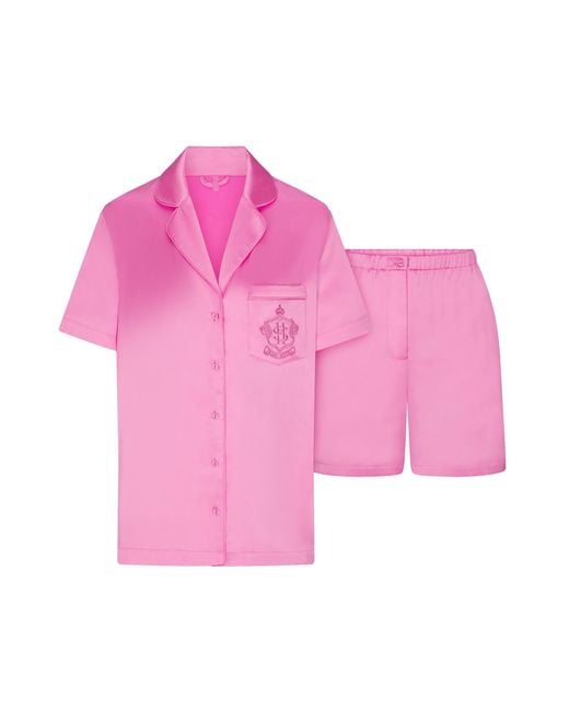 Skims Pink Short Sleeve Button Up Pajama Set
