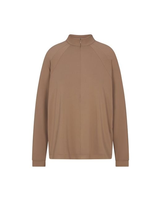 Skims Brown Long Sleeve Half Zip Myrrh