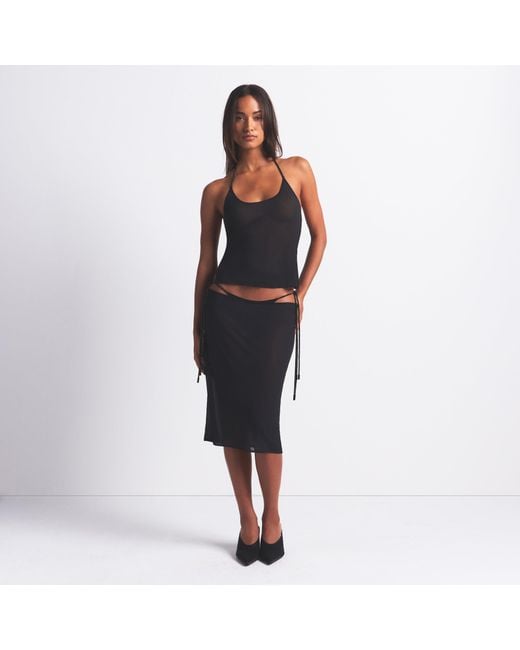 Skims Black Halter Cami Top And Tie Side Bikini Set