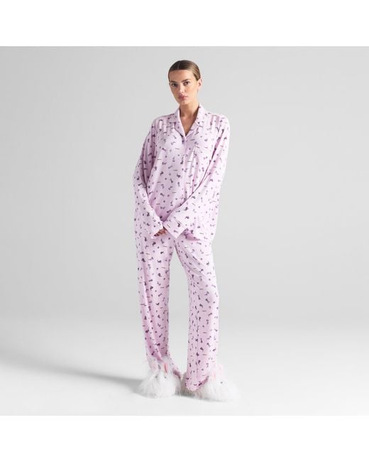Skims Pink Sleep Long Sleeve Button Up Set