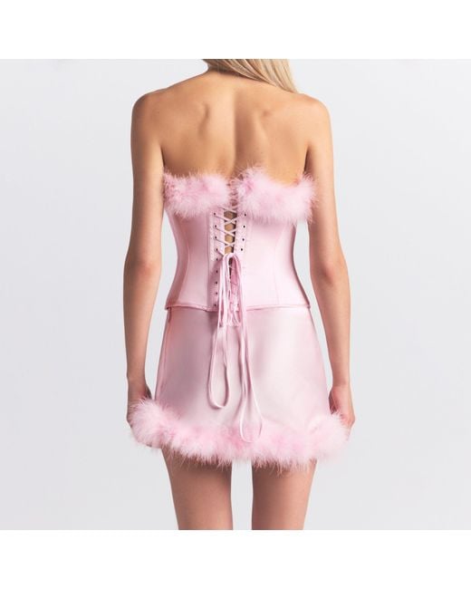 Skims Red Feather Trim Low Rise Mini Skirt