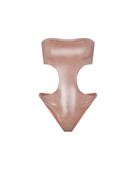 Skims Pink Strapless Cut Out Monokini