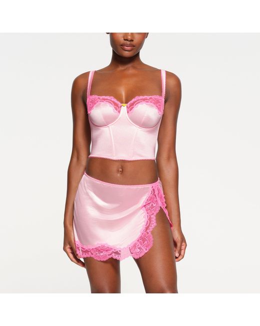 Skims Pink Lace Cropped Corset