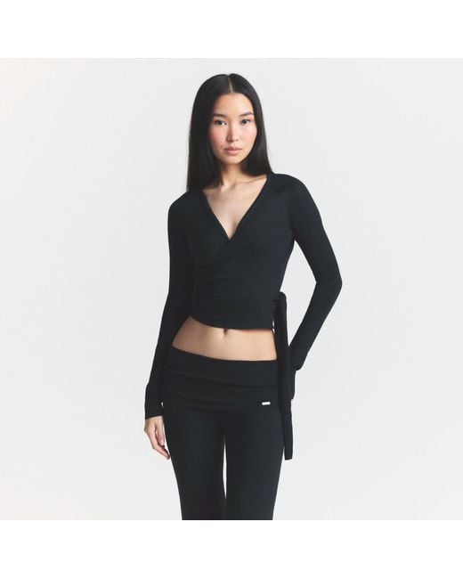 Skims Black Wrap Sweater