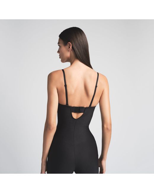Skims Black Core Sculpt Underwire Mid Thigh Bodysuit