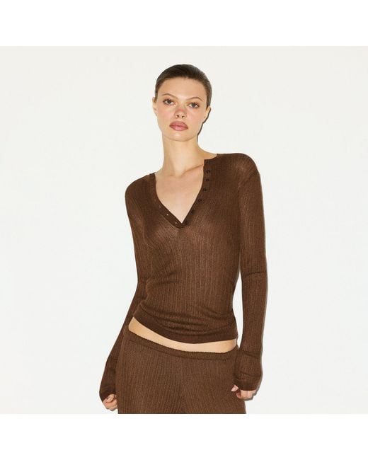 Skims Brown Long Sleeve Henley
