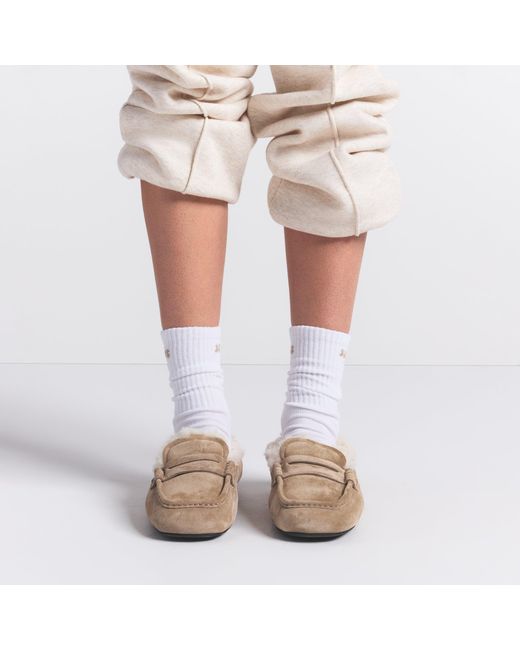 Skims White Ribbed Crew Sock