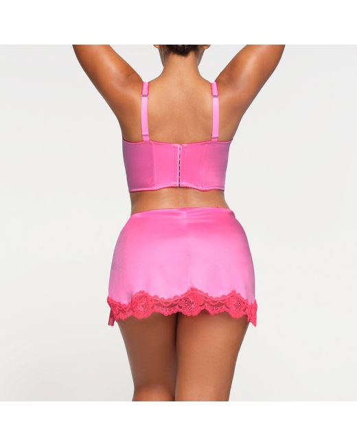 Skims Pink Lace Low Rise Slip Skirt