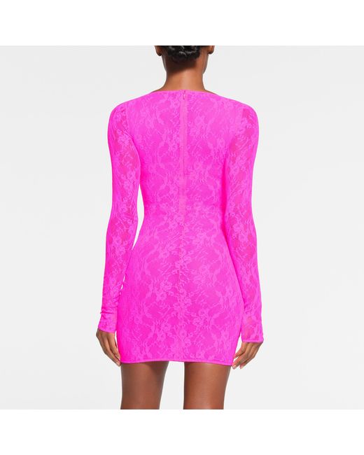 Skims Pink Lined Long Sleeve Underwire Dress