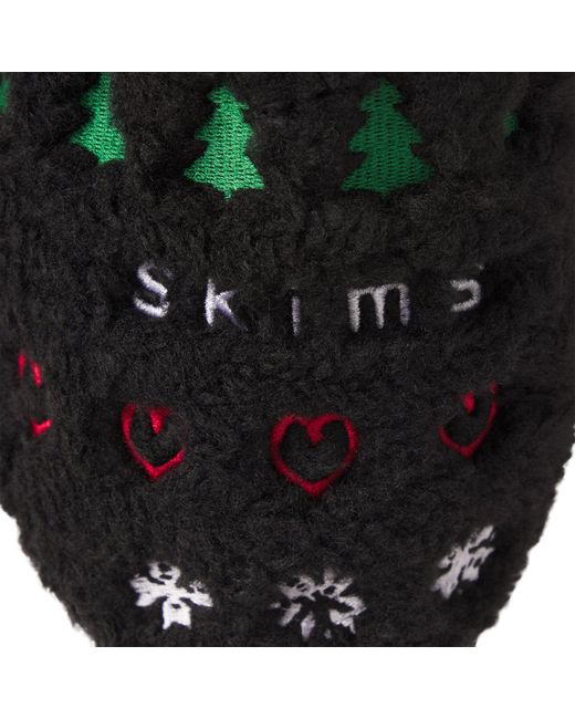 Skims Black Sherpa Slipper Onyx Pine Fair Isle