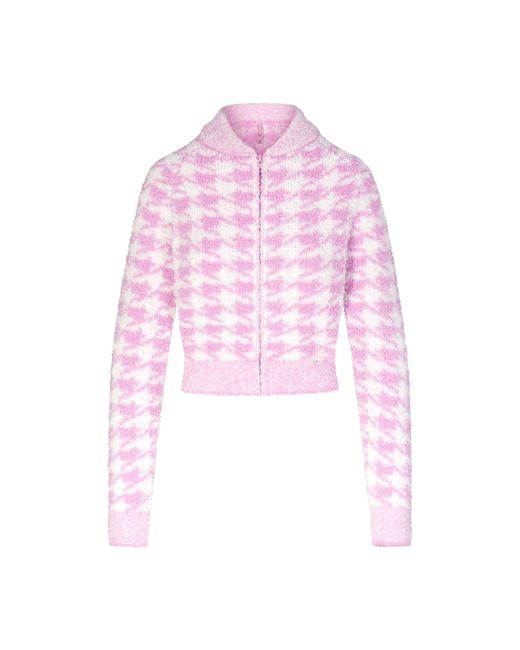 Skims Pink Knit Zip Up Jacket