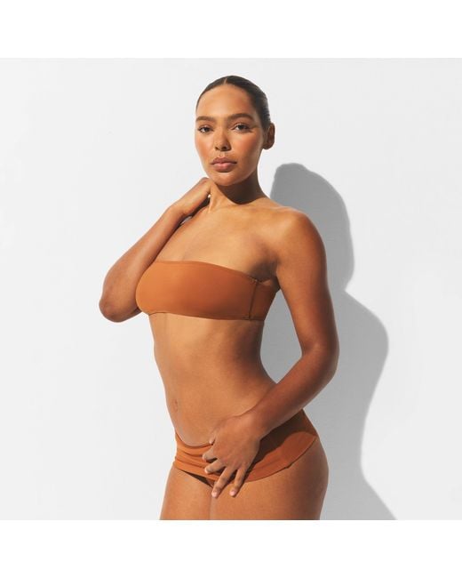 Skims Brown Micro Bandeau Bikini Top