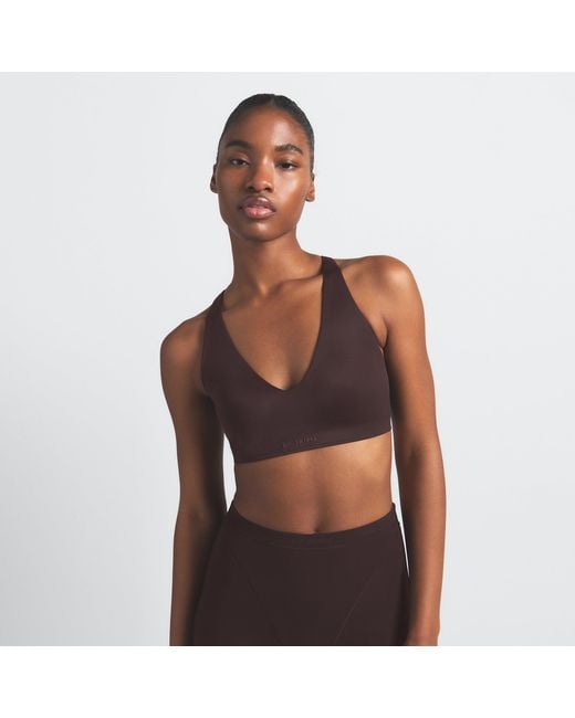 Skims Brown V-Neck Bra