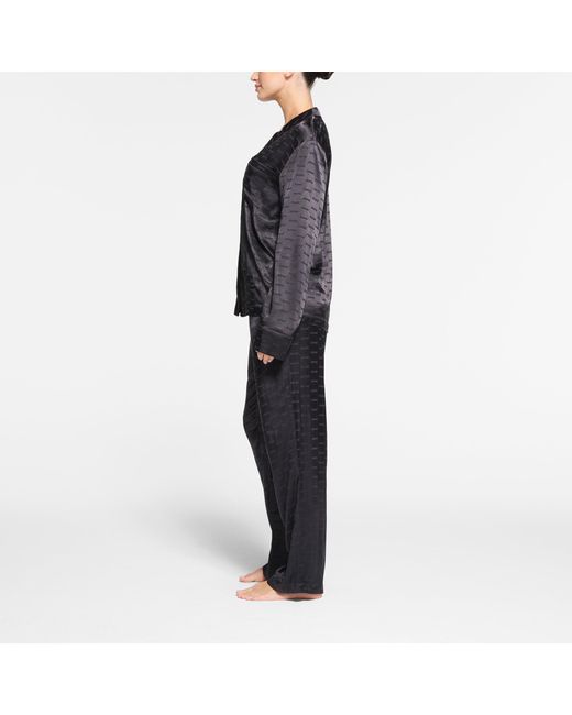 Skims Black Long Sleeve Button Up Pajama Set
