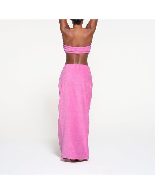 Skims Pink Long Wrap Skirt