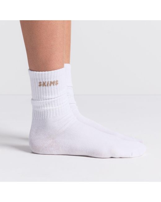 Skims White Ribbed Crew Sock