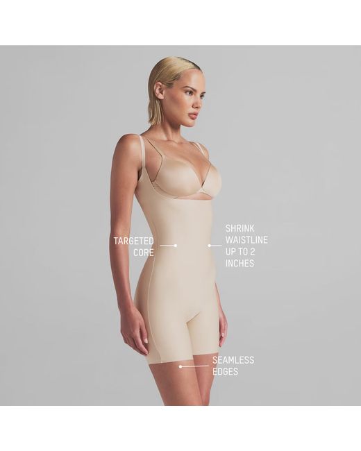 Skims Natural Core Sculpt Open Bust Mid Thigh Bodysuit