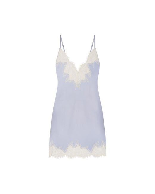 Skims Women's Blue Lace Mini Slip Dress - ohana-automobiles.fr