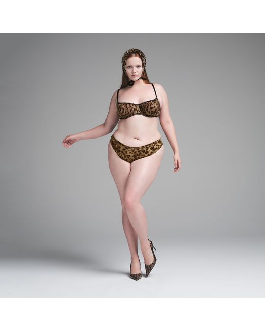 Skims Brown Cotton Jersey Cheeky Tanga
