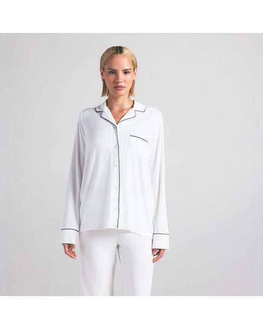 Skims White Sleep Long Sleeve Button Up Set