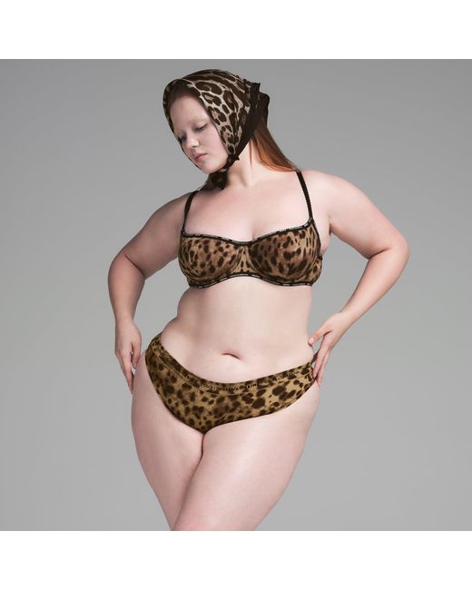 Skims Brown Cotton Jersey Cheeky Tanga