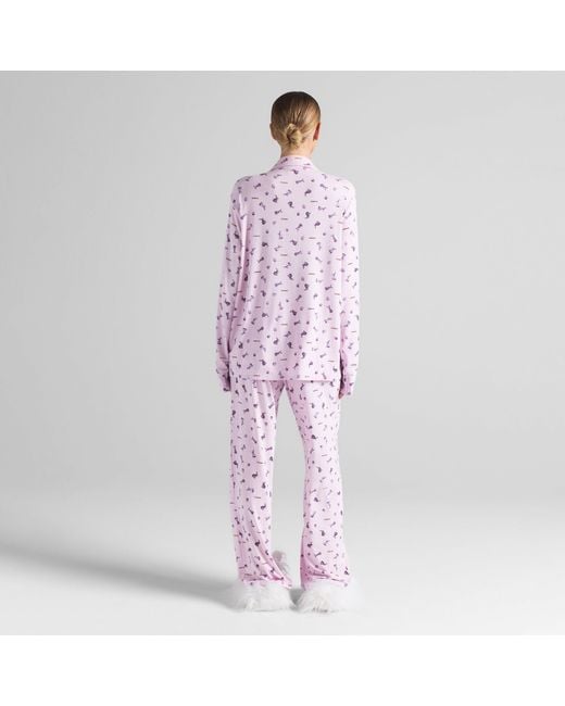 Skims Pink Sleep Long Sleeve Button Up Set