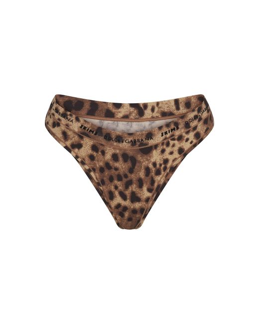 Skims Brown Cotton Jersey Cheeky Tanga