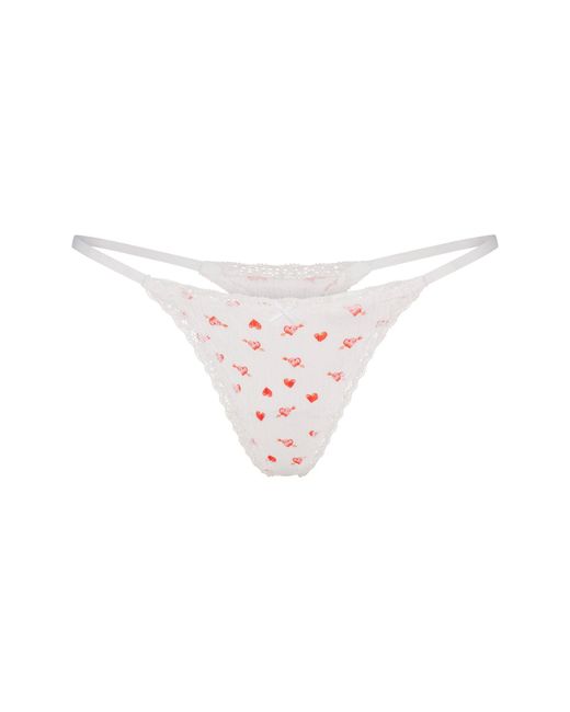 Skims Pointelle Lace String Thong in White | Lyst