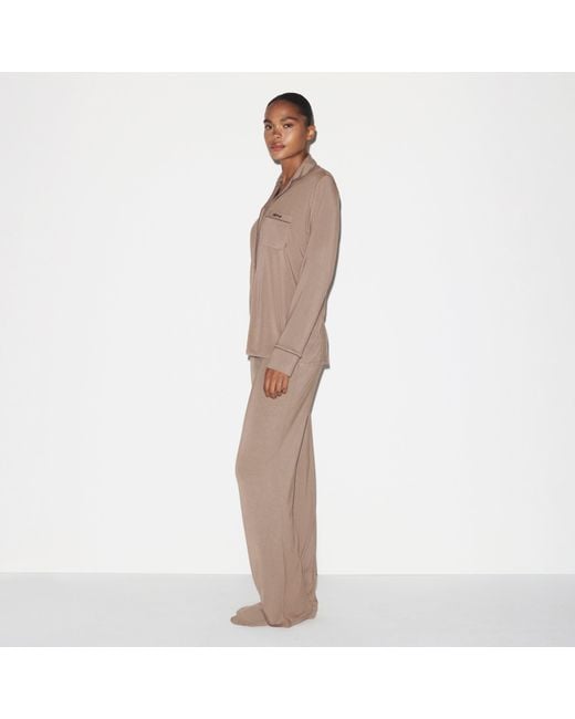 Skims Brown Sleep Long Sleeve Button Up Set