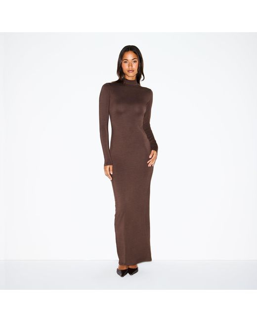 Skims Turtleneck Long Dress in Brown | Lyst Skims Turtleneck Long Dress in Brown | Lyst