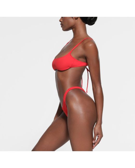Skims Red Micro Scoop Bikini Top